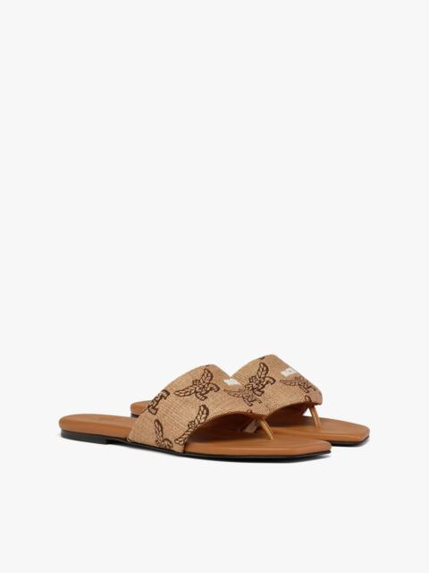 MCM Flat Sandals in Lauretos Raffia Jacquard