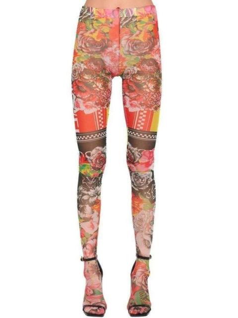 VERSACE Sheer Printed Stretch Tulle Leggings