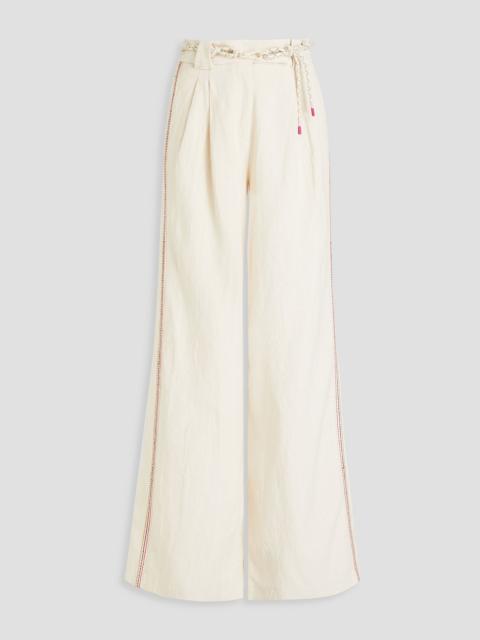 Zimmermann Belted cotton and linen-blend wide-leg pants
