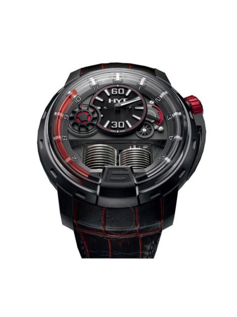 Other Designers HYT H1 Dracula Black Dial Alligator Leather Men's Watch 148-DL-21-RF-RU