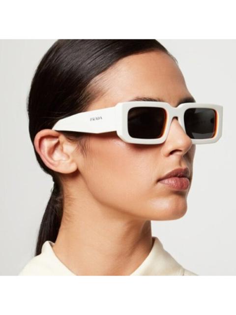 Prada SALE! NEW Prada PR06YS 17M5S0 Talc Orange Dark Grey Rectangle Unisex Sunglasses