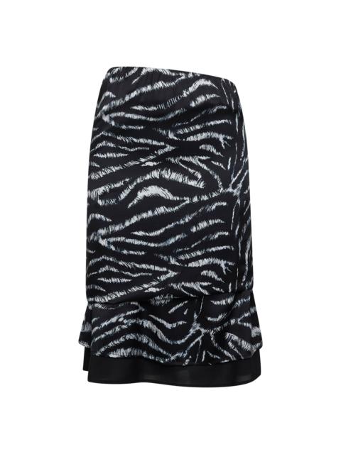 THE ATTICO Zebra print stretch silk blend satin midi skirt