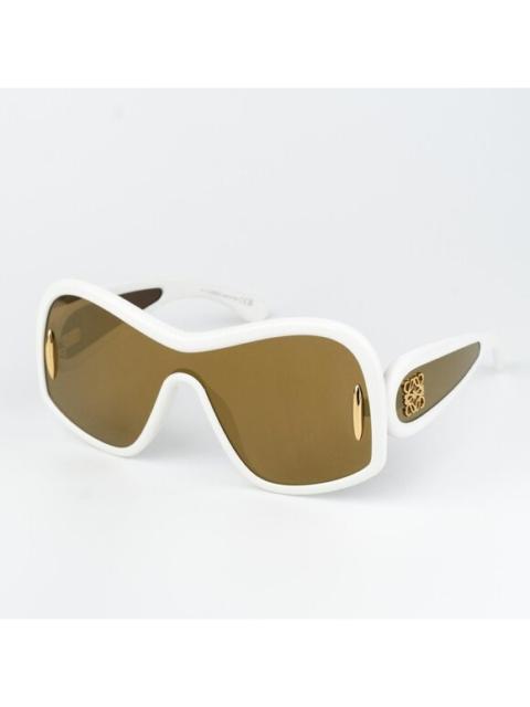 Loewe Loewe FASHION Women Sunglasses White Gold Brown Mirror Shield LW40131I 25G