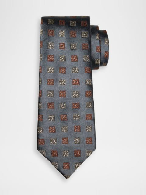 Brunello Cucinelli Men's Geometric Print Silk Tie