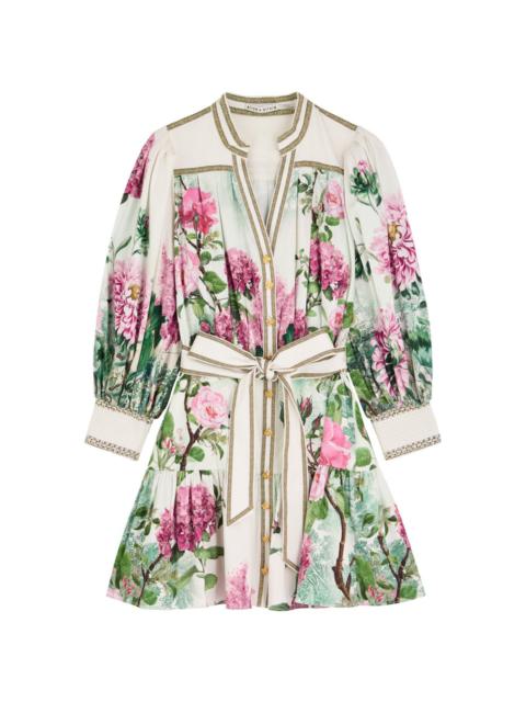 Alice + Olivia Cora Floral-print Stretch-cotton Mini Dress