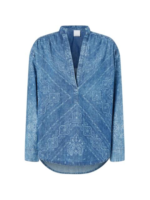 PINKO bandana-print denim blouse