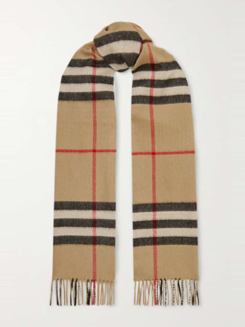 + NET SUSTAIN fringed checked cashmere scarf