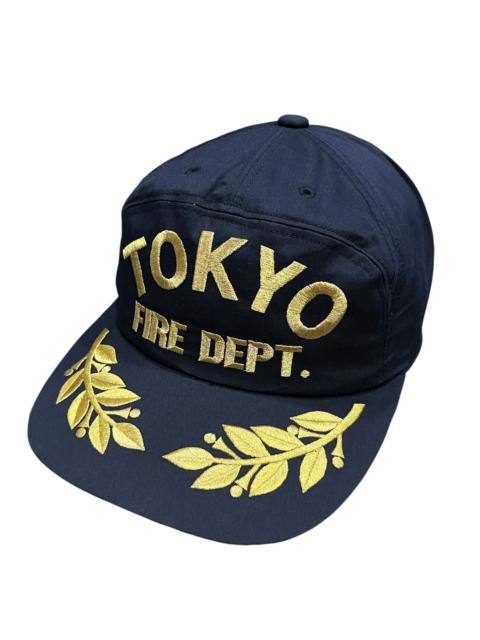 Other Designers Brigade - Vtg Tokyo Fire Dept 7-Panel Hat Gold Embroidery Rare Uniform