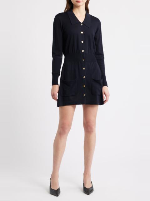 FRAME FRAME The Knit Long Sleeve Dress in Navy at Nordstrom