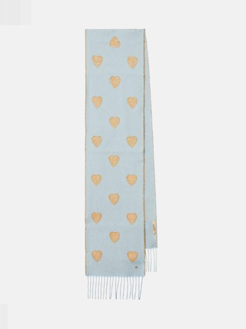 Valentino Heart fringed wool-blend scarf