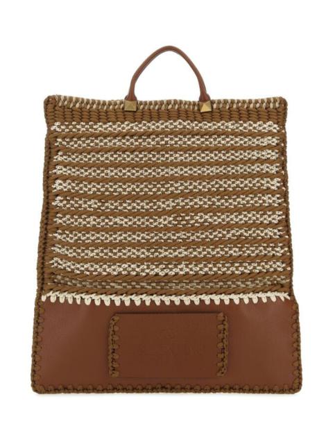 Valentino Valentino Garavani Men Multicolor Crochet And Leather Shopping Bag