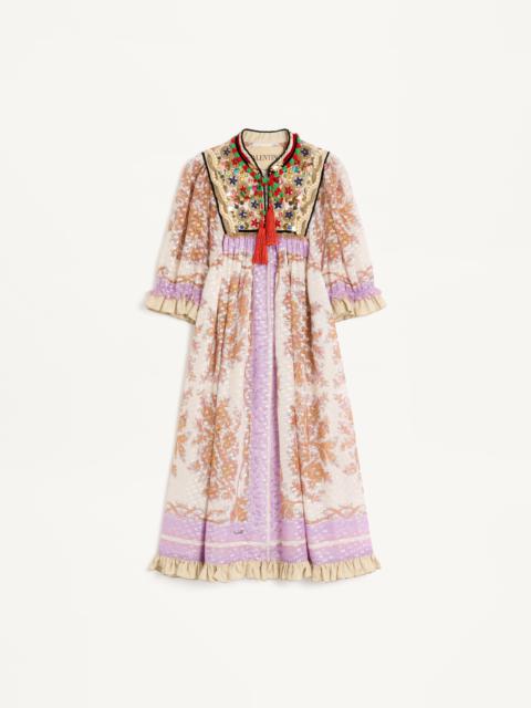 GEORGETTE LUREX DRESS WITH VOYAGE IMAGINAIRE PRINT