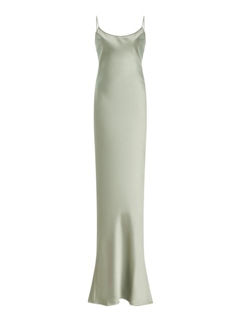 THE NEW ARRIVALS ILKYAZ OZEL Exclusive Satin Slip Dress green