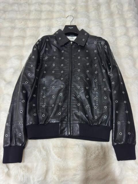 CELINE Celine's new runway-edition leather jacket with heavy-metal eyelet detailing.