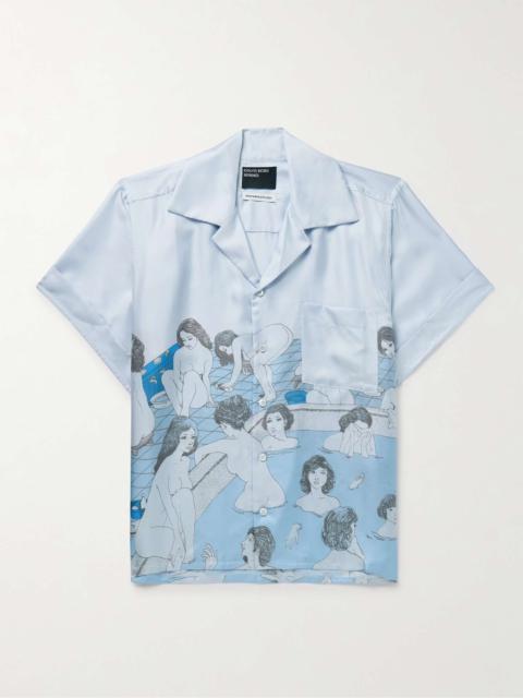 Bath House Camp-Collar Printed Silk-Twill Shirt