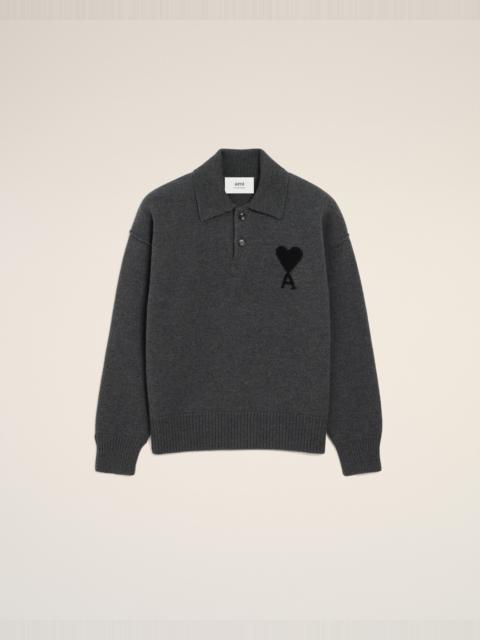 AMI Paris GREY WOOL AMI DE COEUR POLO