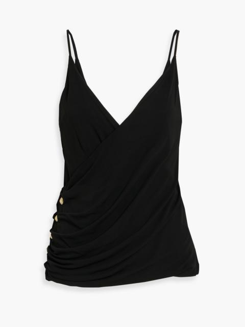 Balmain Ruched stretch-crepe camisole