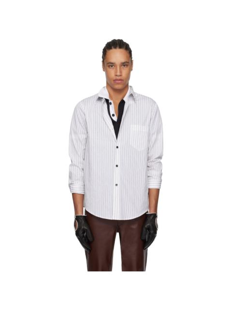 ERNEST W. BAKER White & Black Pin Stripe Classic Shirt