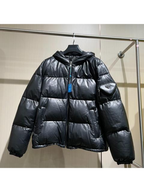 Prada Prada Black Glossy Hooded Down Jacket