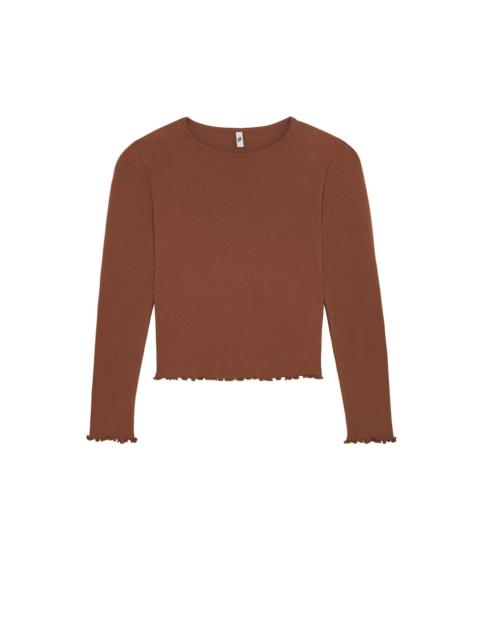 Cou Cou The Frilly Long Sleeve: Cotton Jersey Brown