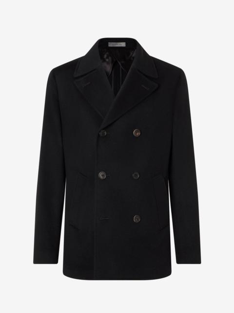 CORNELIANI Black super fine wool beaver peacoat