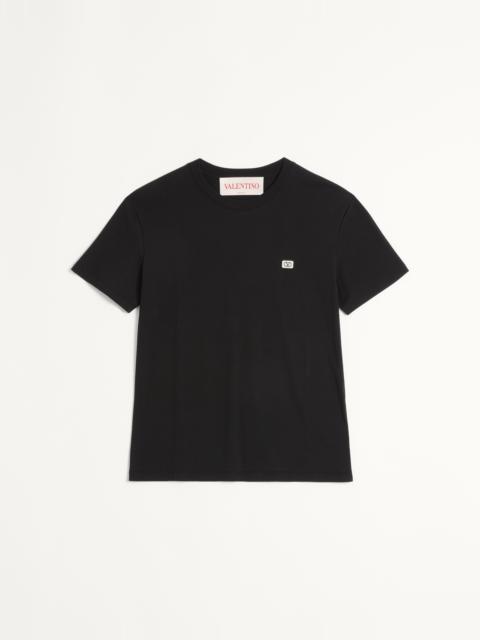 Valentino COTTON T-SHIRT WITH VLOGO PATCH