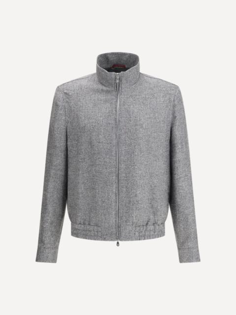 Brunello Cucinelli Bomber Jacket made by an exquisite blend of linen wool and silk