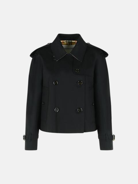 Burberry BLACK COTTON GABARDINE TRENCH COAT JACKET
