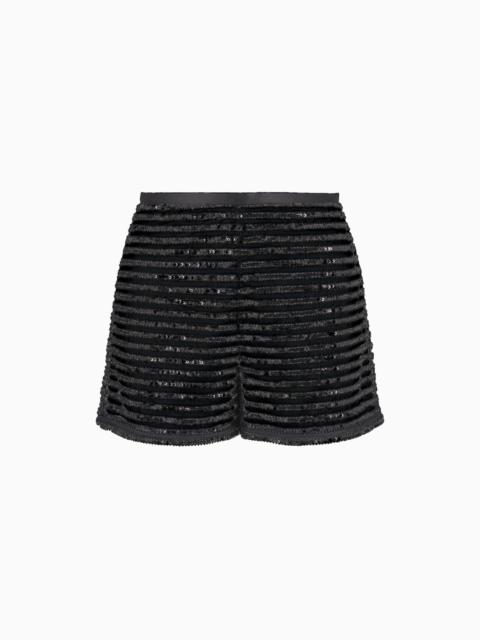 EMPORIO ARMANI Moon Capsule collection tulle shorts with striped sequin motif