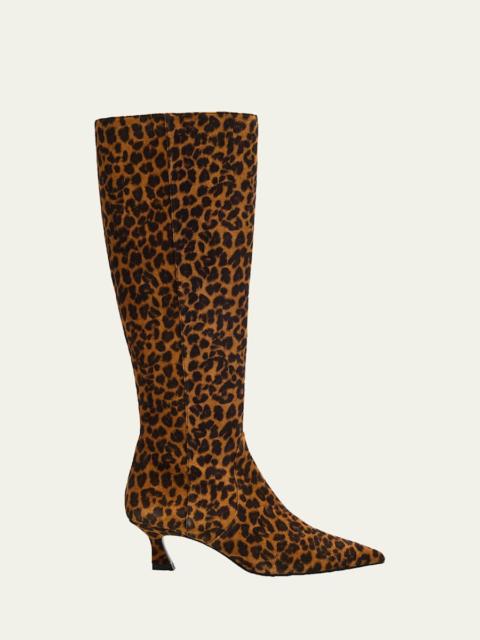 Stuart Weitzman 50mm Vinnie Leopard-Printed Suede Knee-High Boots