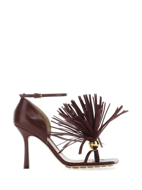 Bottega Veneta Women Burgundy Leather Stretch Sandals