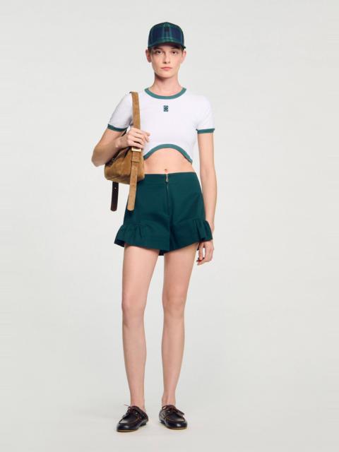 Sandro TWO-TONE CROPPED T-SHIRT