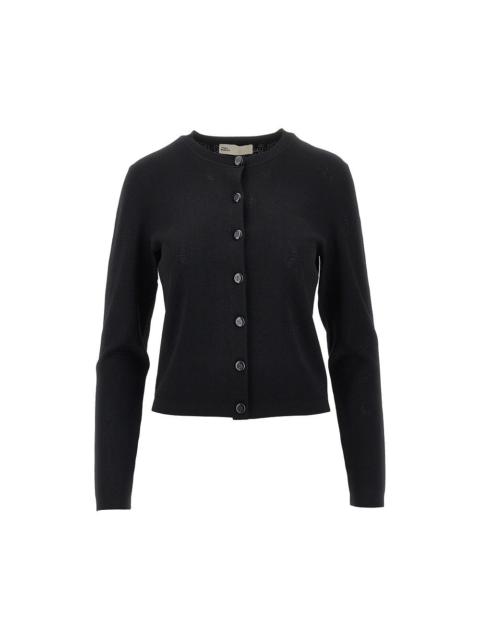 TORY BURCH Tory Burch T Monogram Pointelle Knit Cardigan Black