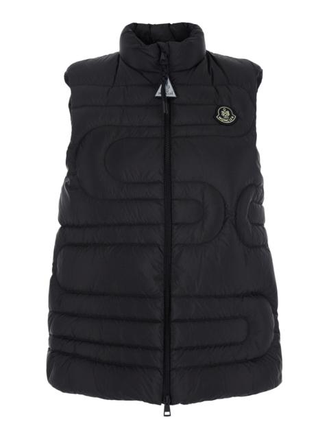 Moncler Moncler Women 'Xihu' Black Sleeveless Down Jacket With Logo Patch On The Front In Tech Fabric Woman