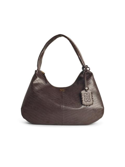 Ganni 'Bou Croco Xxl' Brown Recycled Leather Blend Bag Women