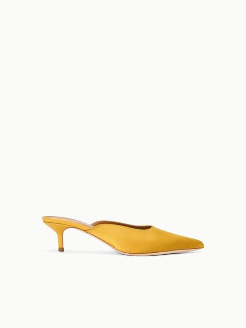 STAUD STAUD SEBASTIAN KITTEN HEEL MULE GOLDENROD SATIN