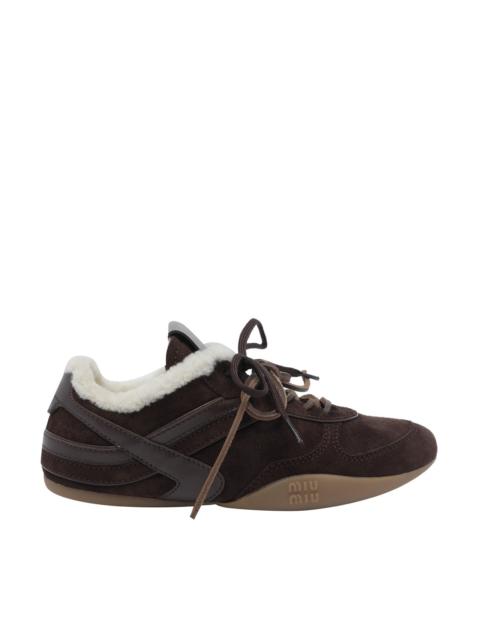 Miu Miu Miu Miu Women Gymnasium Suede And Shearling Sneakers