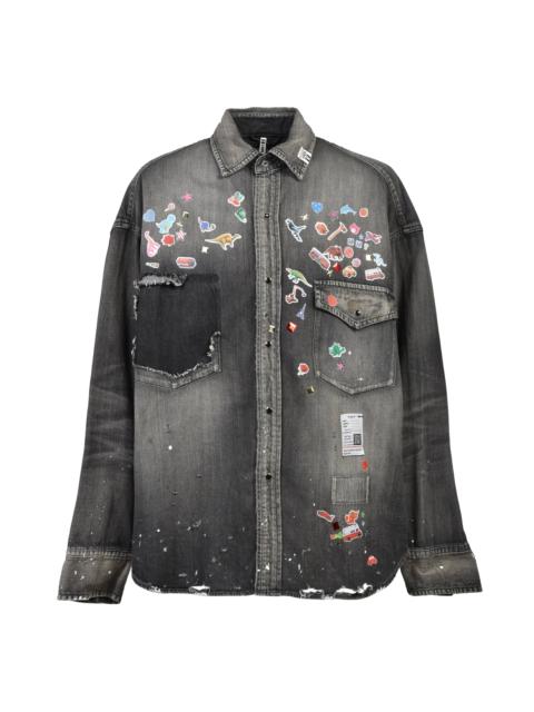 Maison MIHARAYASUHIRO DENIM SHIRTS W STICKER / BLK