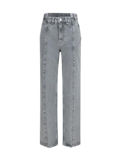 GANNI Ganni Rigid Denim Cuffed Jeans Light Grey Stone