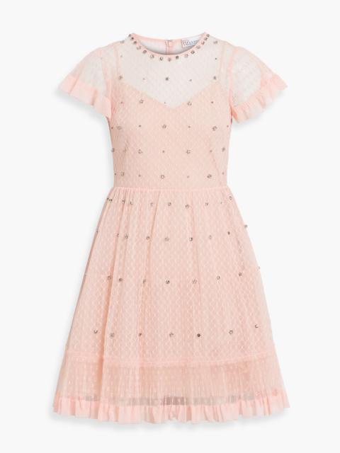 REDValentino Crystal-embellished point d'esprit mini dress