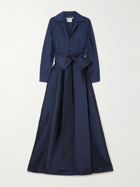 BERNADETTE Beatrice Belted Taffeta Maxi Shirt Dress