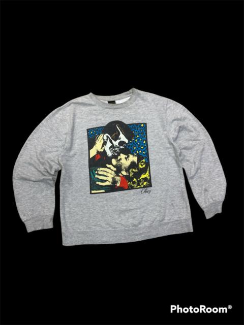 Other Designers Vintage - OBEY SKULL LOVES CREWNECK PULLOVER SWEATSHIRT