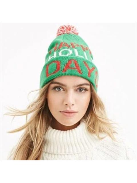 Other Designers Forever 21 - Christmas Happy Holla Days Pom Graphic Beanie