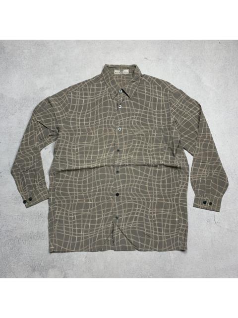 BALENCIAGA Vintage Balenciaga Abstract Checkered Print Button-Up Shirt