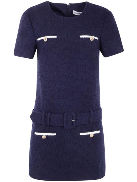 self-portrait Navy Boucle Mini Dress