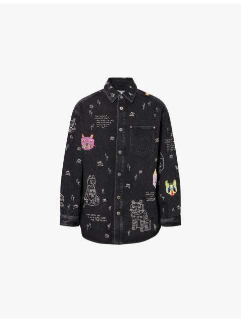 Loewe LOEWE x Louis Wain Embroidered Relaxed-Fit Denim Overshirt