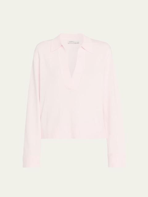 SIMKHAI Cashmere-Cotton Polo Sweater