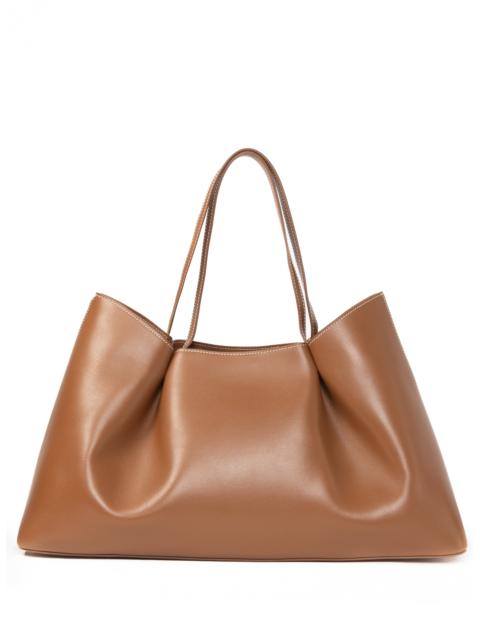 Elleme Dimple Tote Leather Cognac/White Stitches