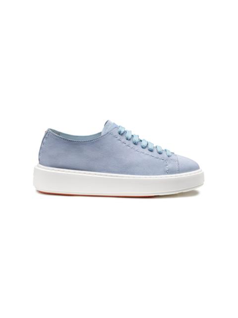 Santoni Women's light blue suede sneaker