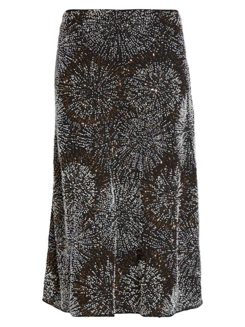 rabanne Rabanne Firework Embellished Crepe Midi Skirt in Black at Nordstrom